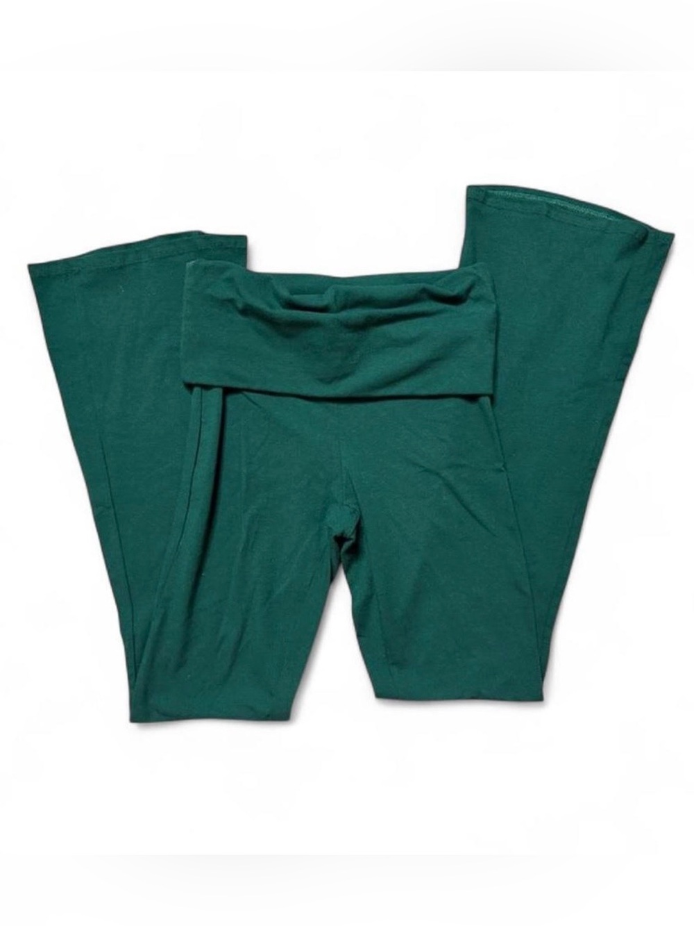 Green Cotton Foldover Leggings